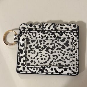 Leopard Print Card Holder with Key Ring